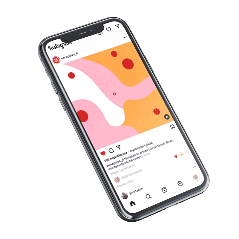 Puhelin, jossa pyörii Instagram-video.